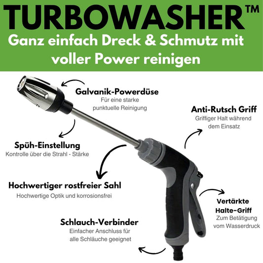 Turbowasher™ - Power-Hochdruckreiniger für jeden Gartenschlauch